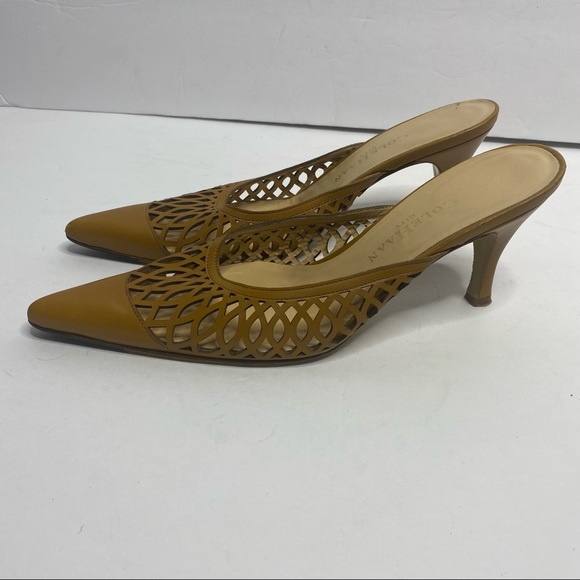 Cole Haan brown leather cutout slide on pointed toe mules Size 6.5 - Picture 2 of 11